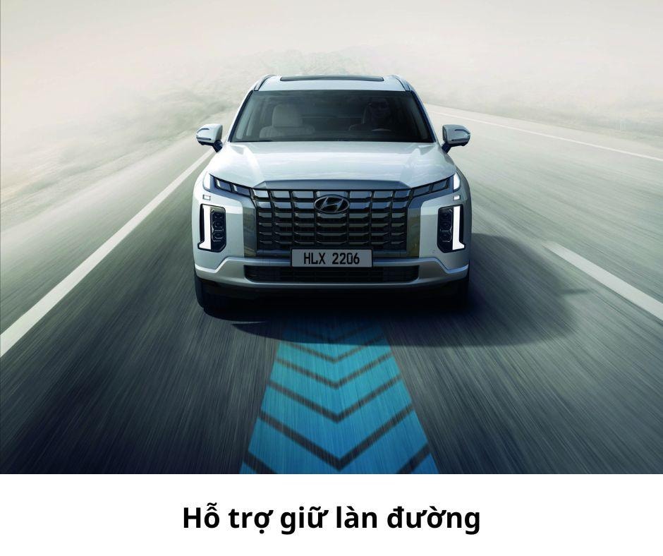 Minh họa hỗ trợ giữ làn đường trên Hyundai Palisade