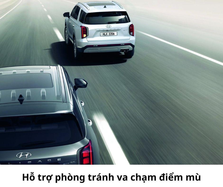 Minh họa hỗ trợ tránh va chạm điểm mù Hyundai Palisade