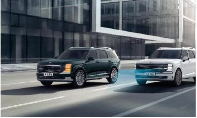 Minh họa hỗ trợ phòng tránh va chạm điểm mù trên Hyundai All-new Palisade Hybrid 2026