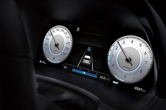 Màn hình thông tin kỹ thuật số phía sau vô lăng Hyundai Palisade