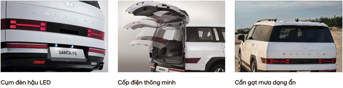 Ba chi tiết cụm đèn hậu và khu vực cốp sau Santa Fe