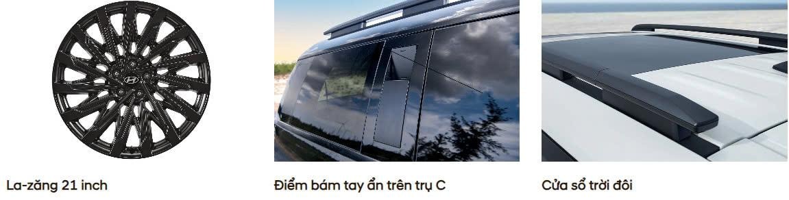 Chi tiết vành xe, điểm bám trụ C và cửa sổ trời Santa Fe